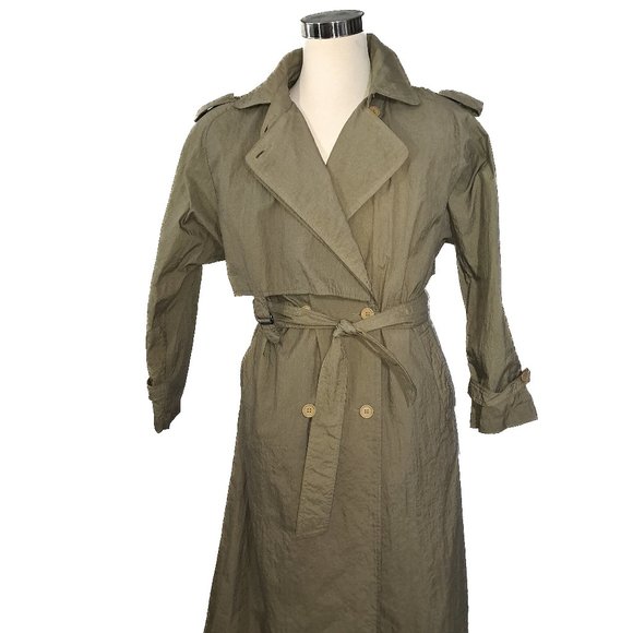 Double Breasted Trench Rain Coat Vintage 80s 90s Rare Find - Picture 1 of 6